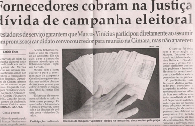 Um candidato bastante trapalhão (Marcos Vinicius) e um partido nada cristão (PSC) cheques marcos